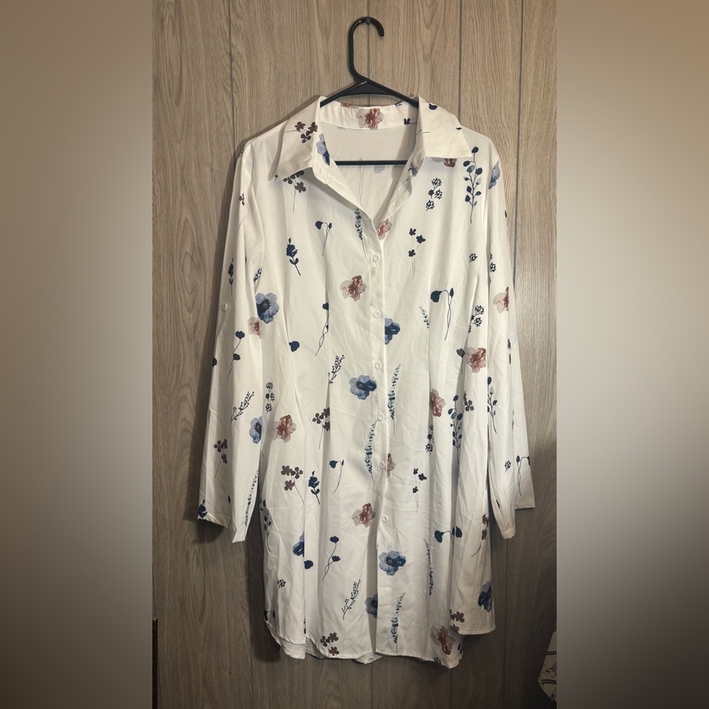 Floral Button-Up Shirt Dress
